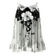 thumbnail image 2 of Gibobby Mujeres Casual Impreso Encaje Cuello redondo Ruffle Hem Chaleco Camisole Swing Neck Printed Summer Tops(Negro,CH), 2 of 4