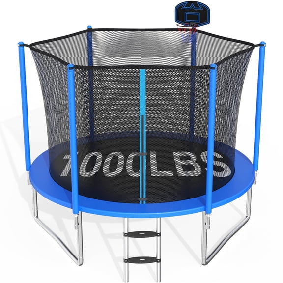 CITYLE Trampoline 10FT for Kids and Adults 1000LBS Weight Capacity, Heavy Duty Outdoor Trampolines with Basketball Hoop and Enclosure Net for Backyard, Birthday Gift
