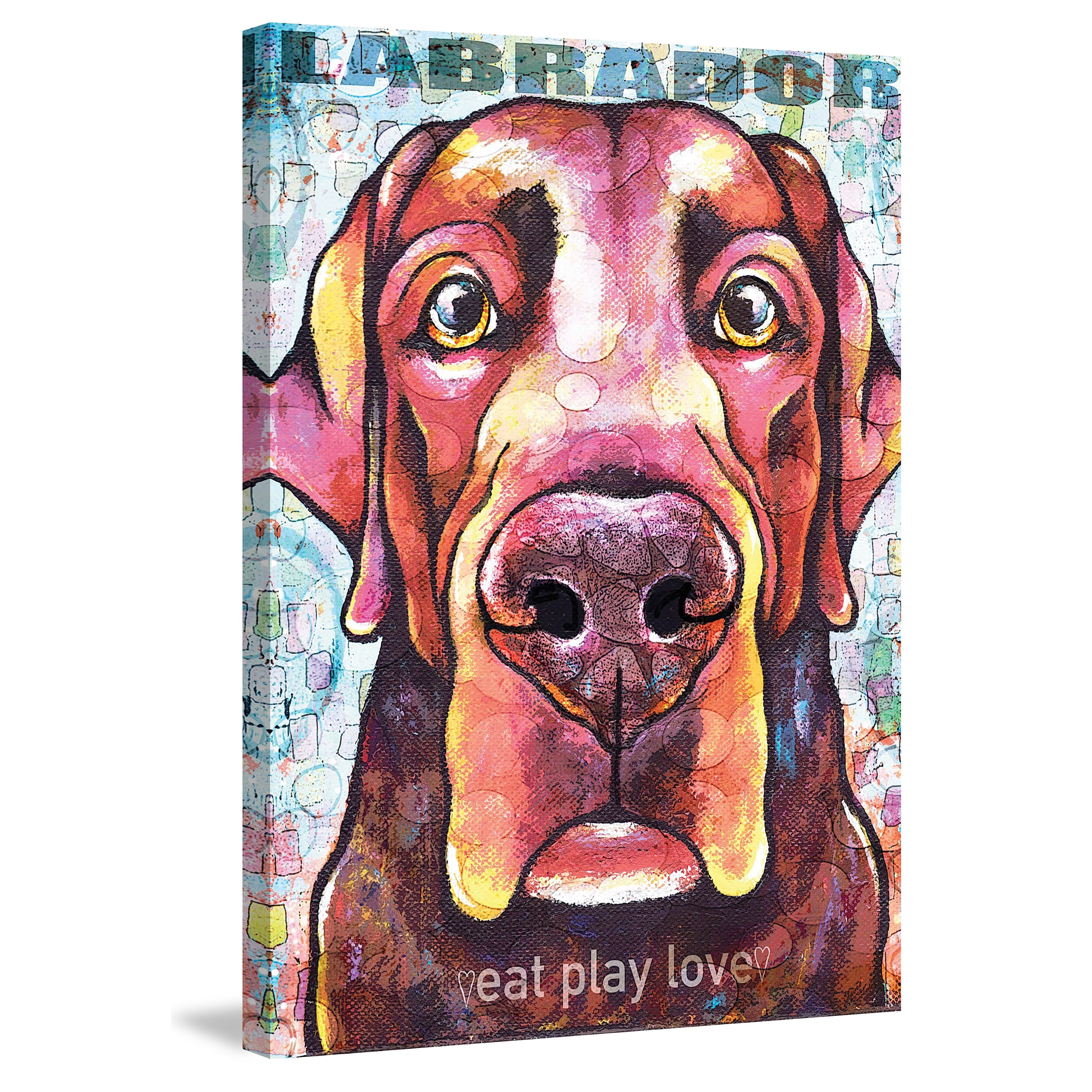 Marmont Hill - "Labrador Pop Art" by Stephanie Gerace Painting Print on Wrapped Canvas