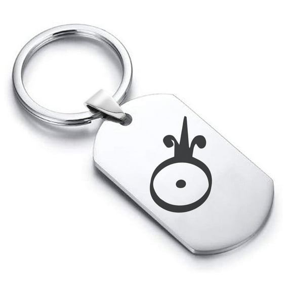 Stainless Steel Gold Alchemy Symbol Dog Tag Keychain Circle Ring