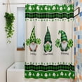 thumbnail image 3 of Green St. Patrick's Day Shower Curtain Set, Waterproof Shower Curtains for Bathroom, Gnomes Watercolor Leaves Rustic Washable Fabric Cloth Bath Curtain for Bathtub Decoration with Hooks 72x78 Inches, 3 of 9