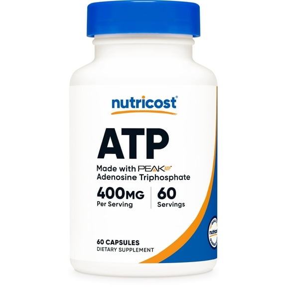 Nutricost ATP Supplement (400mg) 60 Capsules - Made with Peak ATP, Adenosine Triphosphate, Vegan, GMO-Free, Gluten-Free