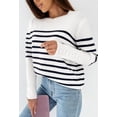 thumbnail image 3 of Chandails pour Femmes Décontractés à Manches Longues Col Rond Rayé Pull d'Hiver en Tricot, 3 of 7