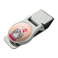 thumbnail image 1 of Meowy Merry Christmas Cat in Sweater and Hat Satin Chrome Plated Metal Money Clip, 1 of 4