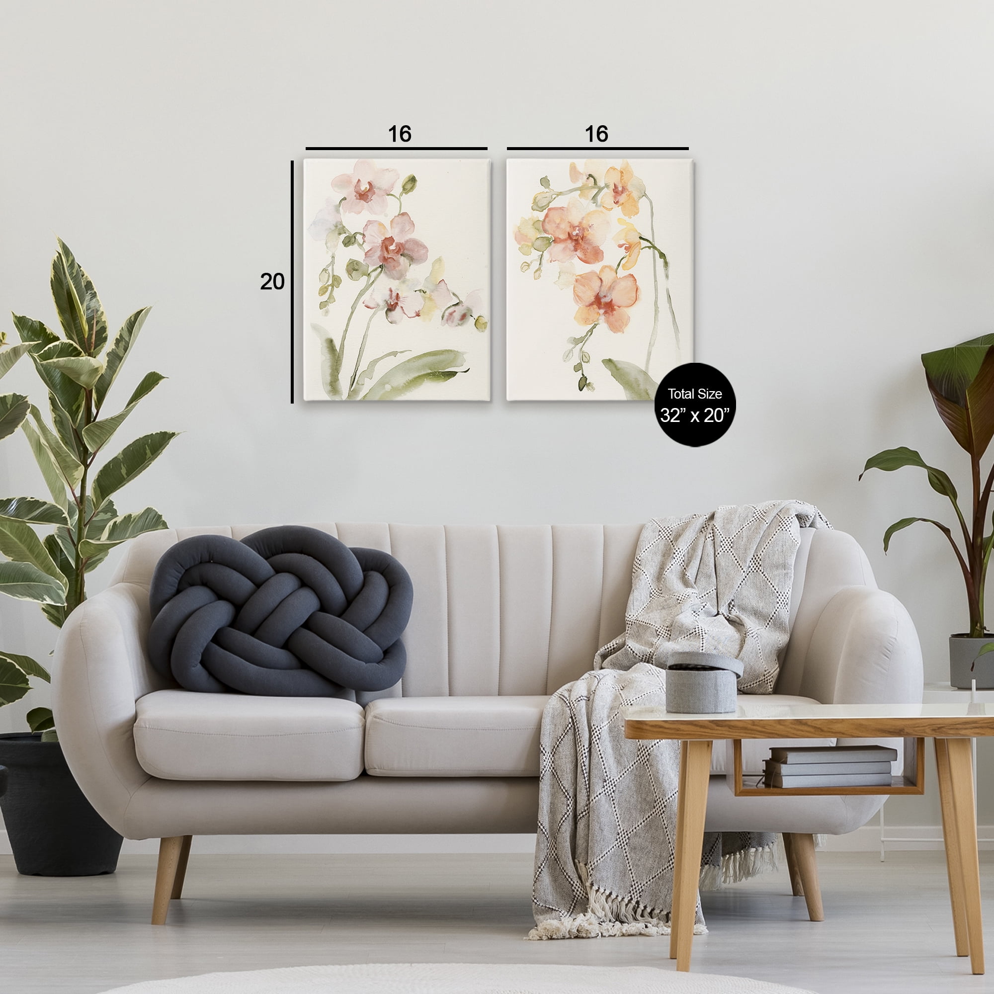 Stupell Industries Delicate Orchids in Bloom 2 Piece Canvas Wall Art Set, design by Victoria Barnes