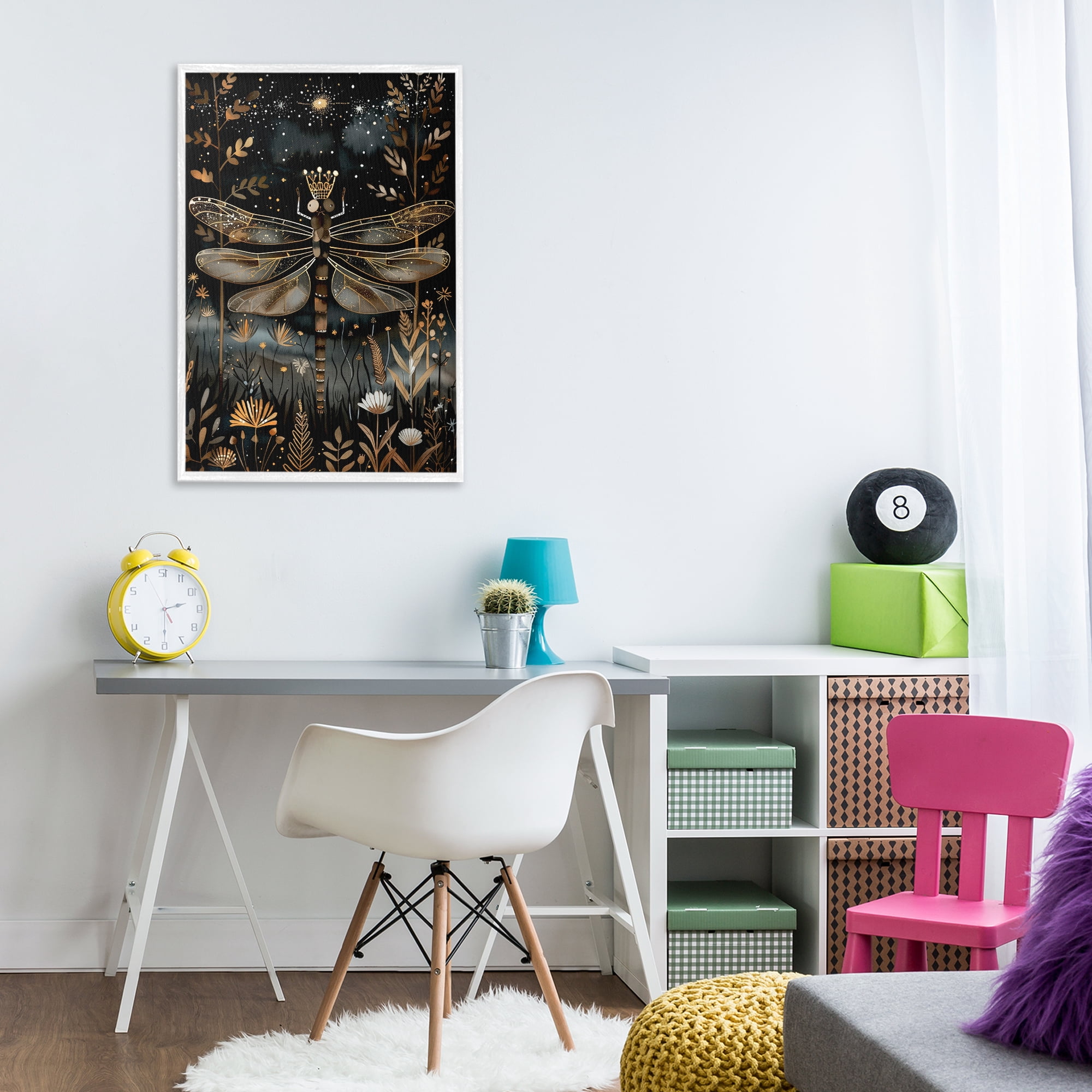 Stupell Industries Regal Gilded Dragonfly Animals & Insects Painting White Framed Art Print Wall Art, 20 x 30