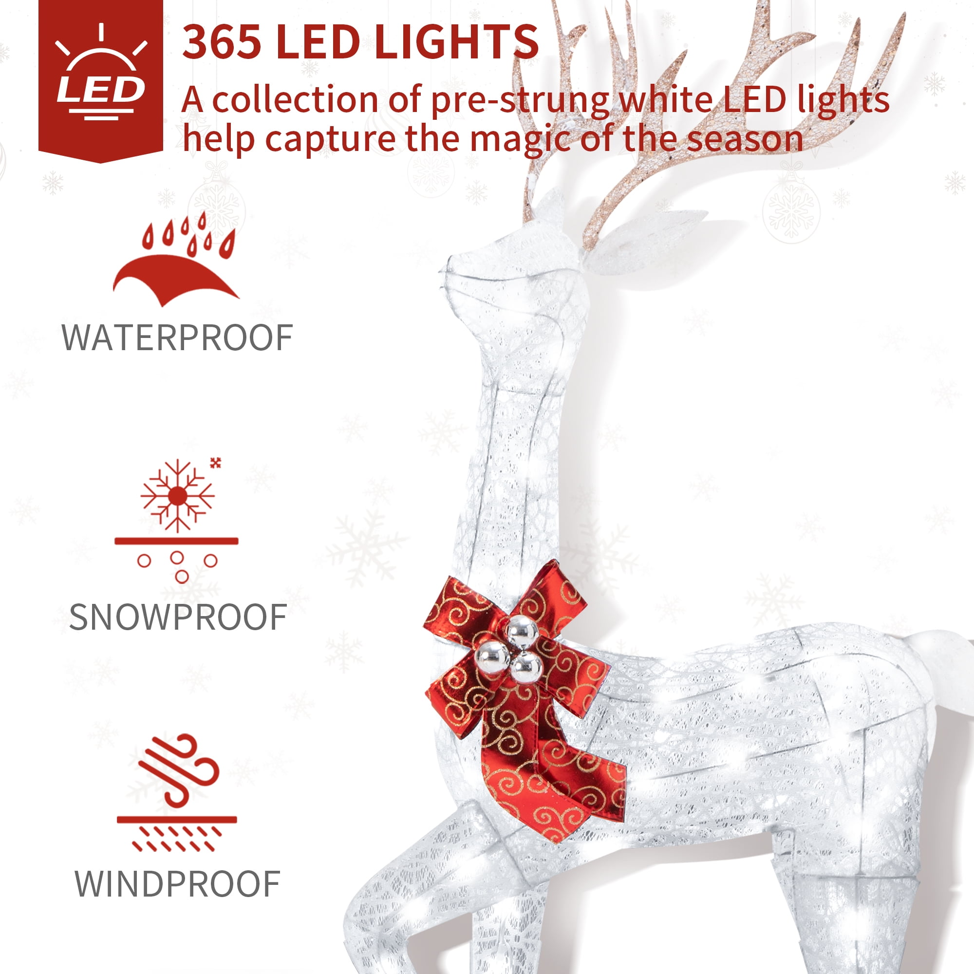 KUETH 3-Piece Outdoor XMAS Decor: 3D Pre Lit Deer Family KUETH 3-Piece Outdoor XMAS Decor: 3D Pre Lit Deer Family