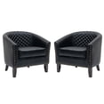 thumbnail image 7 of DREAMSIDEA Morden Accent Chair Set of 2 for Living Room Faux Leather Armchair Comfy Upholstered Single Sofa Chair for Bedroom, Black, 7 of 7
