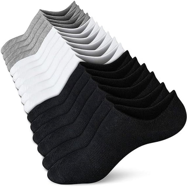 Nvzi 9 pairs of No Show Socks Womens - Non Slip Low Cut Ankle - Invisible Liner Socks for Casual & Formal Wear - Soft & Stretchable,3 colors,M(size:5-9)