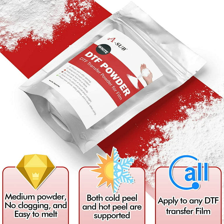 A-SUB DTF Powder White 2.2LB Hot Melt Adhesive DTF Powder for Sublimation,  Work with A-SUB DTF Transfer Film and DTF Printer for Sublimation Heat