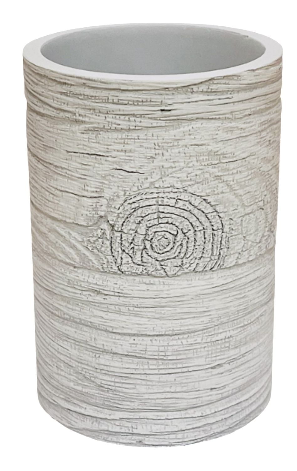 HOME TRENDS WHITE WOOD TUMBLER, HOME TRENDS WHITE WOOD RESIN TUMBLER