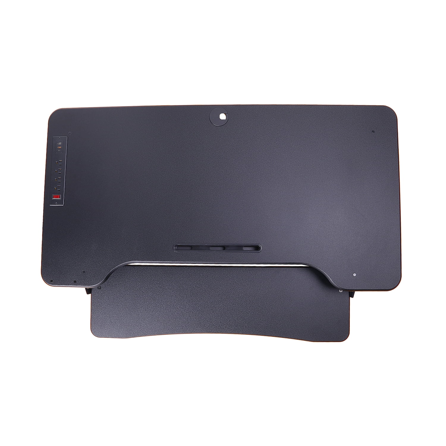 Rocelco 46" Electric Standing Desk Converter with USB and Floor Mat in Black