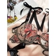 thumbnail image 5 of Conjunto de lencería con bordado de mariposas, sujetador de malla sin forro y tanga de tiras, lencería y ropa interior sexy para mujer, 5 of 5