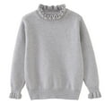 thumbnail image 5 of Girls Long Sleeve Knit Pullover Sweater with Ruffled Mock Neck and Ribbed Cuffs for Casual Wear Winter Fall Spring, 5 of 6