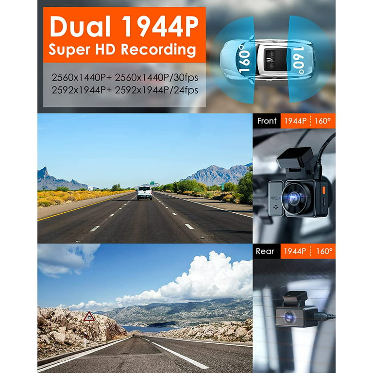 Vantrue UHD 4K +1080P WiFi Dual WiFi Dash Cam Front and Rear with Night  Vision, Wireless Car Camera Built in Super Capacitor, HDR for Backup  camera, GPS, 24Hs Parking Mode, G-sensor (X4S