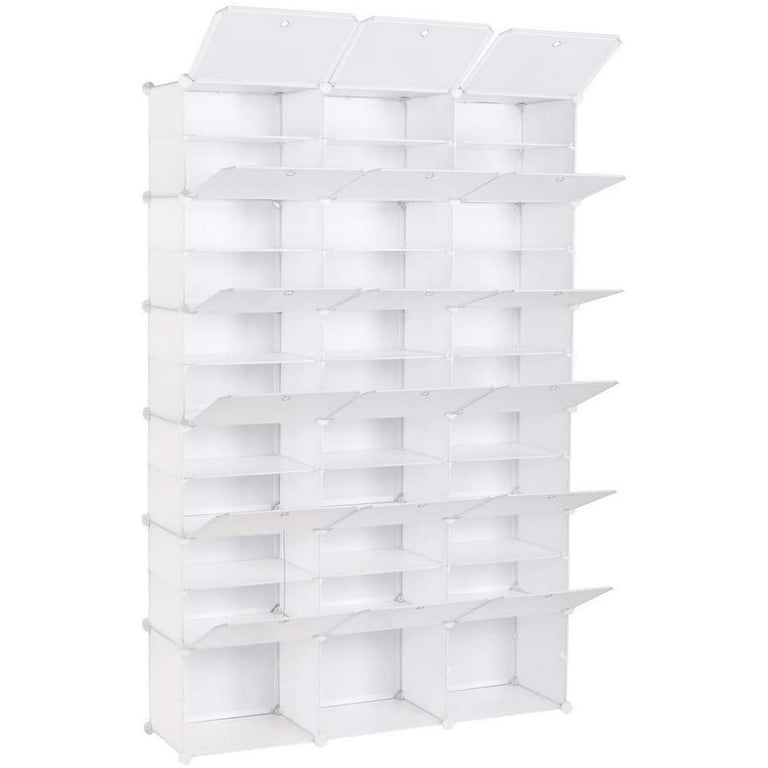 Ejoyous 4 Tiers Small Shoes Rack, White Plastic Modern Durable Space Saving  Display Shoe Storage Organizer, Standing Shoes Tower Shelves Holder
