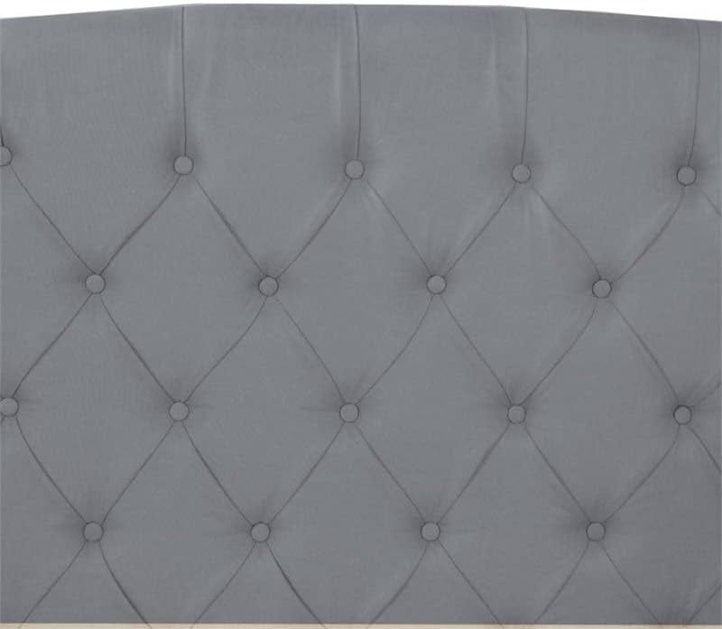 Nathaniel Home Queen Upholstered Panel Bed, Platform Bed Frame Easy Assembly, Polyester Fabric Tufted Headboard Design Gray