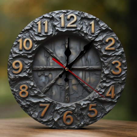 Wall Clock Decorative Iron Ship Wheel Print 2 D Vintage Wall Clocks Battery Operated Silent Non