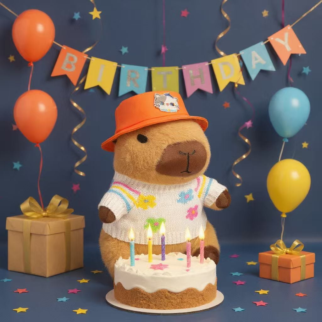 11PCS Plush Dress-Up Clothes & Accessories Set for 10.2 Inch Capybara Stuffed Animal, 4 Hats + 3 Mini Bags + 3 Knit Sweaters + 1 Dress, Mix & Match Outfit Kit