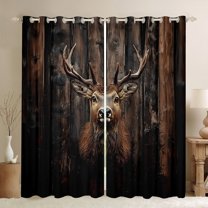 Manfei Farmhouse Deer Elk Black Out Curtains, Woodland Animal Curtains Pack of 2 (42x63 Each), Teens Boys Girls Kids Bedroom Curtains, Window Curtains Room Decor