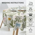 thumbnail image 3 of Spring Tablecloth Round 60 Inch Watercolor Green Leaf Botanical Colorful Floral Butterfly Decorative Table Cloth with Wrinkle Resistant for Home Kitchen Dining Table Party Picnic, 3 of 6