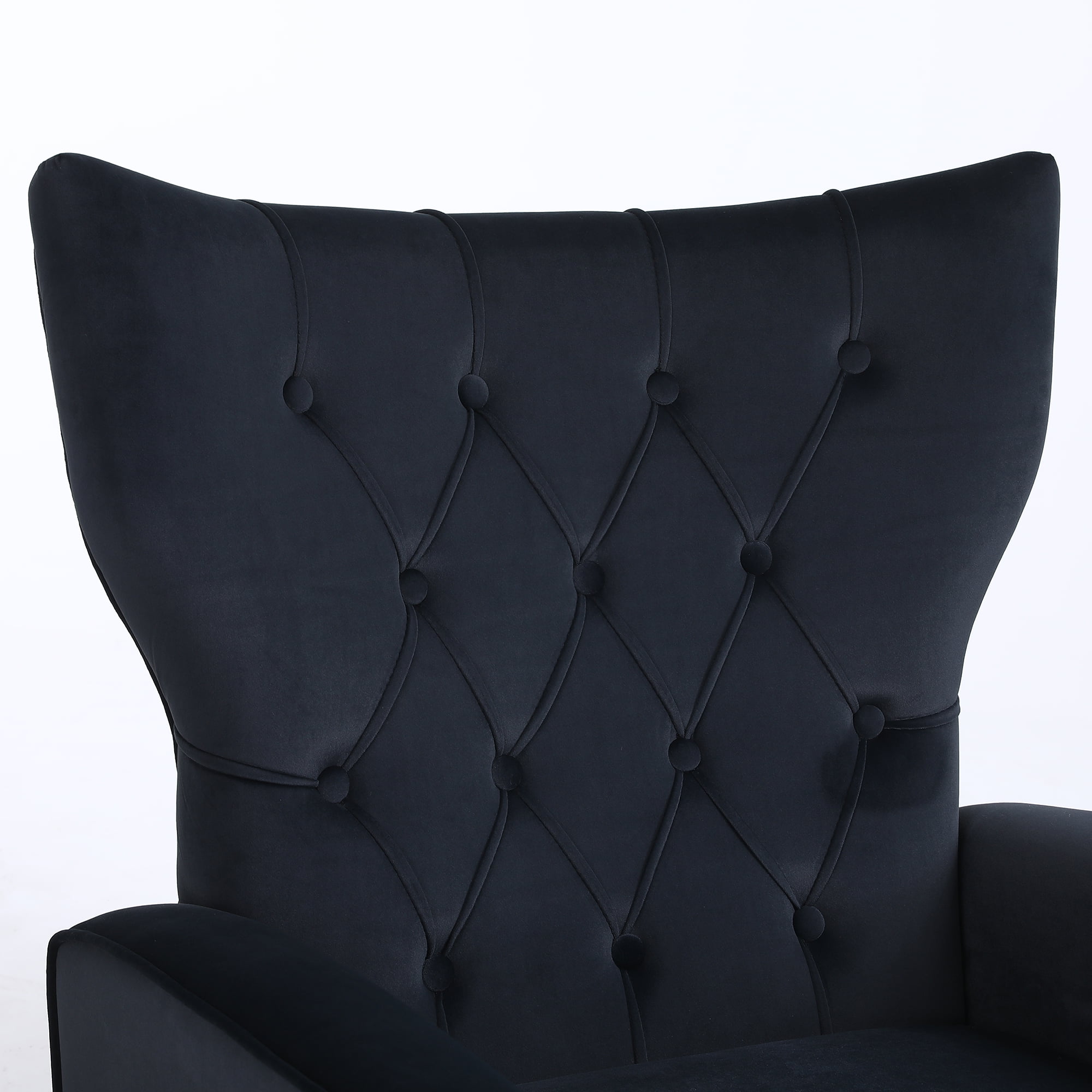 Resenkos Modern Velvet Rocking Chair Nursery with High Backrest, Living Room Accent Chair Armchair, Black Resenkos Modern Velvet Rocking Chair Nursery with High Backrest, Living Room Accent Chair Armchair, Black