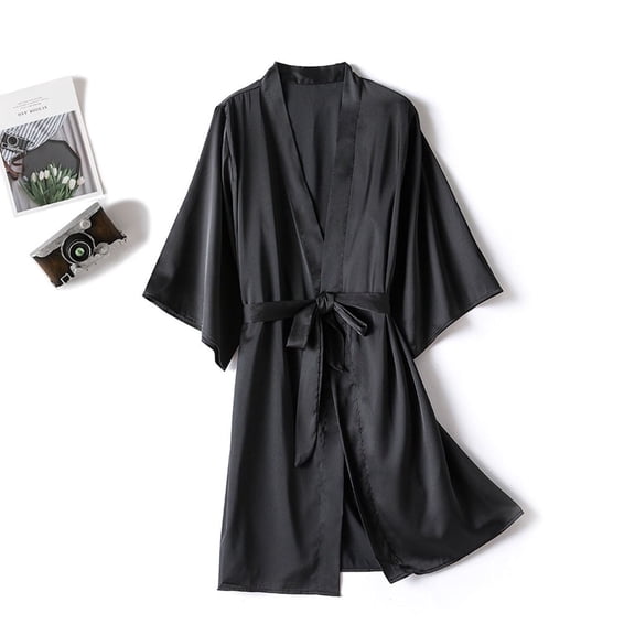 JUSLIO House Dresses for Women Solid Pajama Long Sleeve Sleepwear Classic Collar Nightgown Sleep Dress Black Loungewear Nightgowns Robes