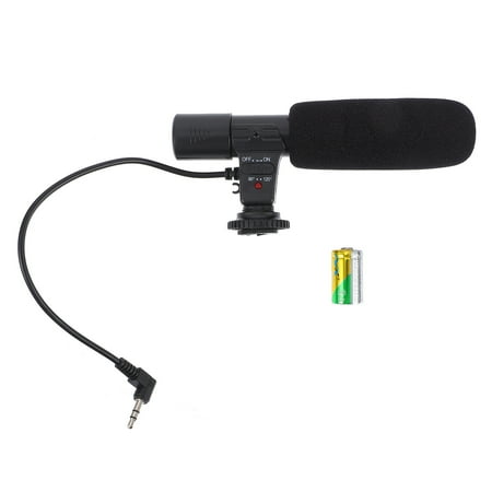 Black Camera Microphone for High-Quality Recording with 3.5mm Jack Suitable for Cameras and Phones