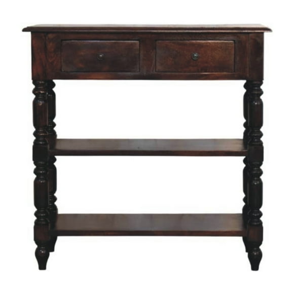 Artisan Furniture Solid WoodTurned legs Cherry Side Table , Brown, 2 Drawers & 2 Shelves