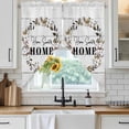 thumbnail image 6 of Farmhouse Wreath Swag Curtains for Kitchen/Bedroom/Living Room, Sweet Home Rustic Plants Texture Grey Wood Scalloped Curtains 63 Inch Long, Window Swag Topper Curtains Valances 2 Panels Set 36"x63", 6 of 8