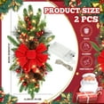 thumbnail image 3 of 2 Pack Christmas Artificial Swags 24" Xmas The Cordless Prelit Stairway Swag Teardrop Trim Wreath Door Stair Swag Garland Christmas Swags for Outdoor Home Garden Decor(Berry), 3 of 8