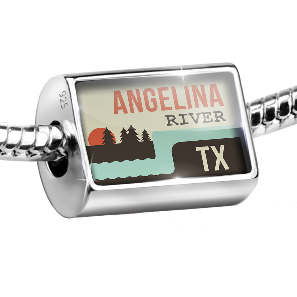 NEONBLOND Custom Charm USA Rivers Angelina River Texas 925 Sterling Silver Bead 