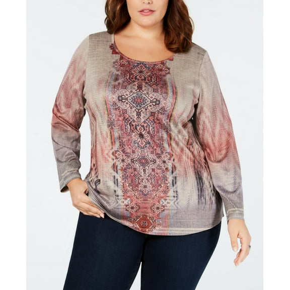 Style & Co Plus Size Cotton Printed Top Sweet Sensation 3X