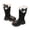 BK2, variant on Krdevn Kids Winter Knee‑High Boots Fleece Cuff Trim Side Zipper Smooth PU Leather Warm Thick Sole Tall Boots for Girls,BK1