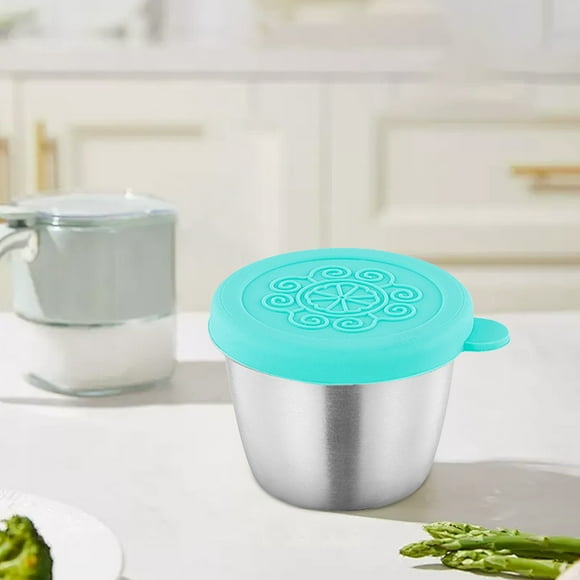 Recipiente portátil de acero inoxidable con tapa para condimentos, ideal para asar al aire libre, condimentar, acampada y picnic. Aestivo | Azul cielo | AESTIVO