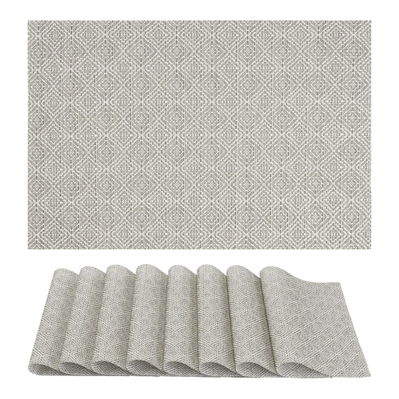 Farmhouse Placemats Set of 8 Plastic Placemats for Dining Table Decor Indoor Washable Kitchen Table Mat with Pattern Black/White 17.7*11.8inch