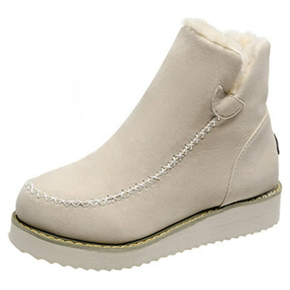 Jsaierl Women's Classic Mini Platform Fashion Mini Boot Short Ankle Boot Fleece Lined Sneakers Classic Ultra Snow Platform Anti-Slip Boot For Outdoor