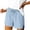 Light Blue, variant on Cotton Linen Shorts for Women Pull on Elastic Waist Drawstring Side Split Solid Color Summer Beach Shorts with Pockets