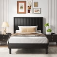 thumbnail image 2 of CONCETTA Twin Size Bed Frame with Wingback PU Upholstered Headboard and Wooden Slats Support, No Box Spring Needed, Easy Assembly, Black, 2 of 8