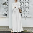 thumbnail image 2 of Womens Vintage Kaftan Maxi Dress Flare Long Sleeve Boatneck Plain Split Long Dress Casual Loose Belted Robe Party Dress, 2 of 7