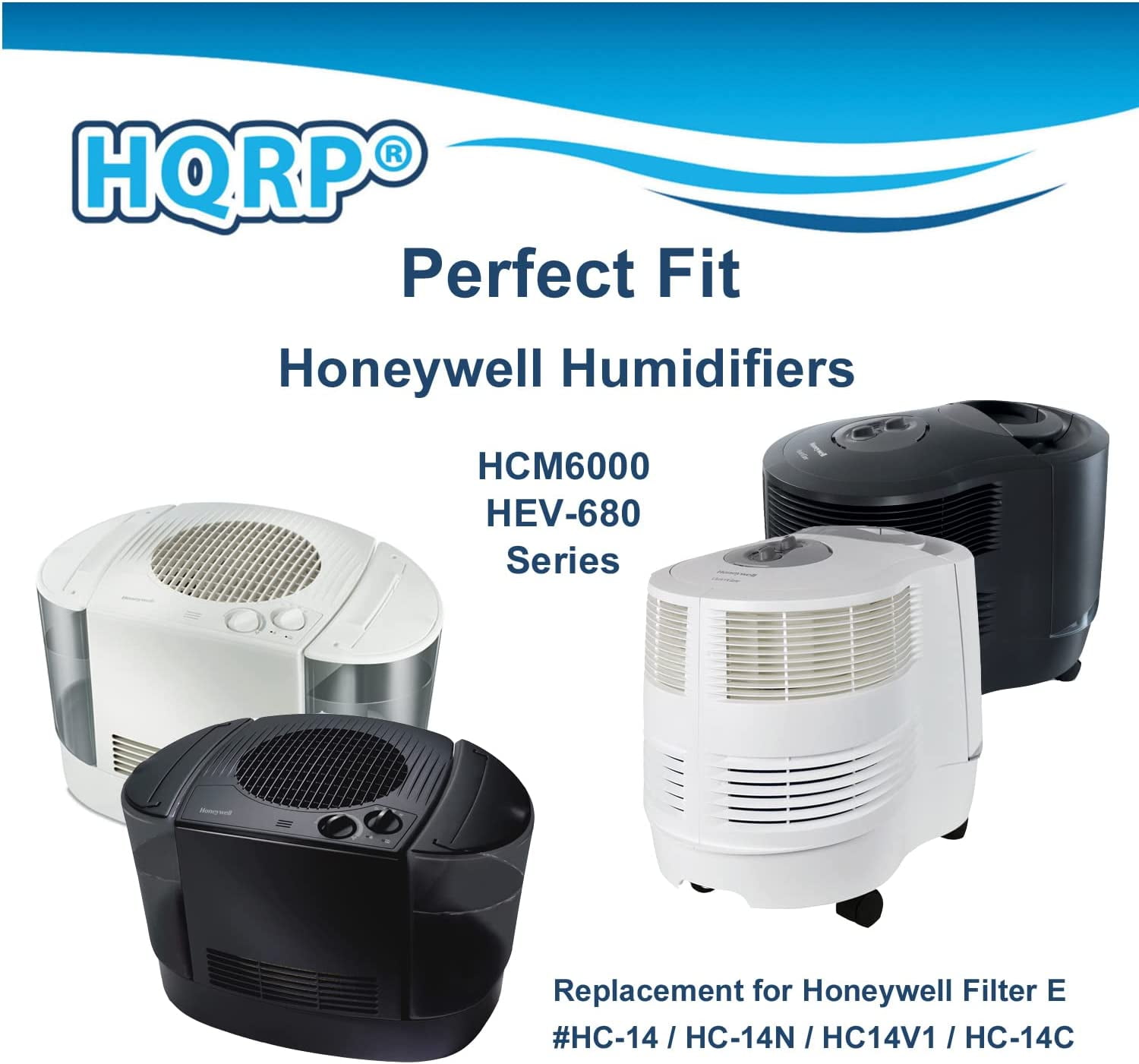 HQRP 3-Pack Wick Filter Replacement for Honeywell HC-14 HC-14N HC14 HC14V1 Filter E Compatible with Honeywell HCM-6009, HCM-6010, HCM-6011, HCM-6012, HEV680, HEV685 Series Humidifiers