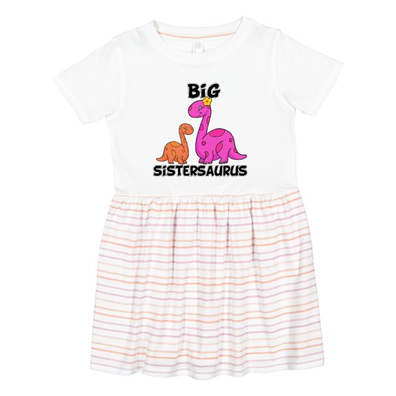 Inktastic Big Sistersaurus with Cute Sibling Dinosaurs Girls Toddler Dress