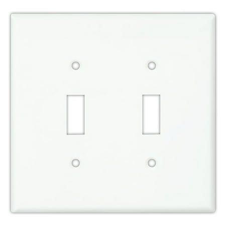 White Toggle Switchplate - Cooper PJ2W White Mid-Size Unbreakable Two Gang Toggle Light Switch Wall Plate