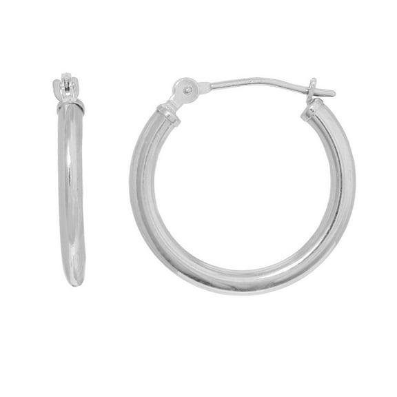 JewelStop 14k White Gold Tubular Hoop Large Round Earrings 25Mm