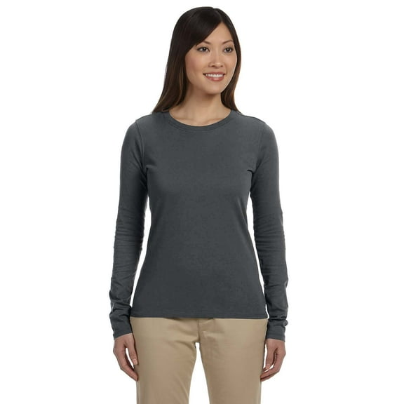 Ladies' 4.4 Oz., 100% Organic Cotton Classic Long-Sleeve T-Shirt , EC3500 , CHARCOAL , Small