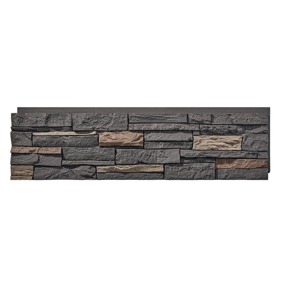 WallWell Iron Gray Premium Faux Stone Wall Panel, 46.25” x 12.88", Lightweight PU, DIY Tongue & Groove, Indoor/Outdoor Decorative Siding 1-Piece