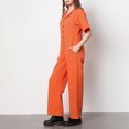 thumbnail image 5 of Biezeib Women Men Prisoner Costume, Button Closure Short Sleeve Jumpsuit Halloween Cosplay Costume, 5 of 6