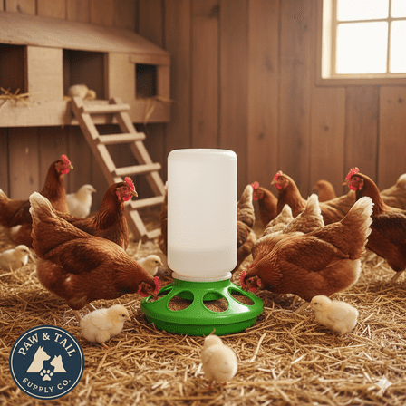 Little Giant 1 Qt Plastic Chick Feeder Jar & Base Set Green Baby Poultry