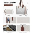 thumbnail image 3 of CNV Lunch Tote Bag for Women, 15.6 Inch Laptop Bag with Insulated Lunch Compartment, Quilted Large Capacity Computer Handbag with Purse for Business, Work, Nurse, Office, Collage, Casual, Black, 3 of 14