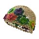 thumbnail image 1 of Gorro de crochet con flores, elegante gorro floral para viajes, citas, ropa de calle, playa y viajes. Caqui, 1 of 9